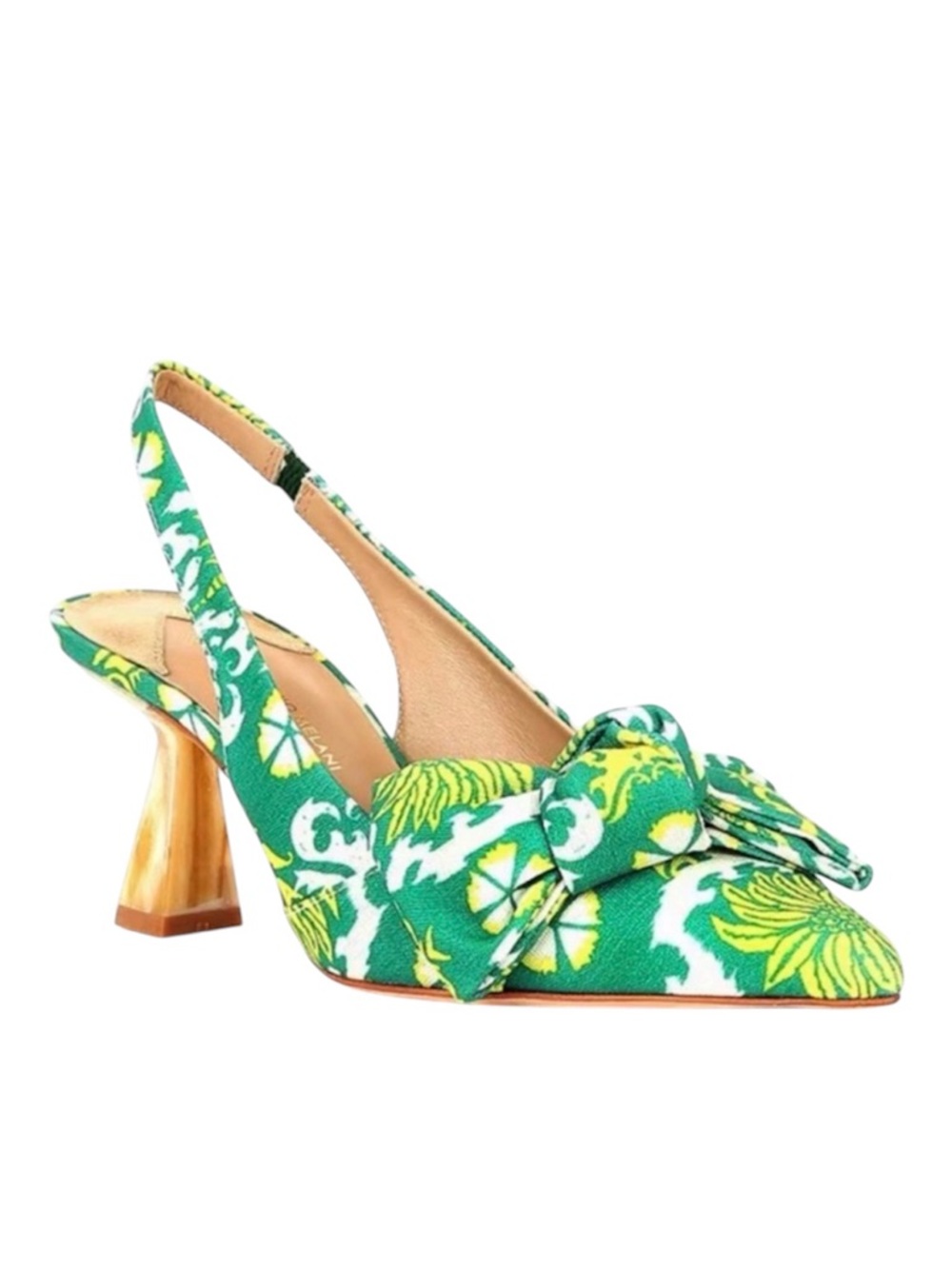 ANTONIO MELANI Lenore Royal Palm Print Bow Slingback Pumps